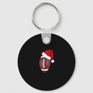 Christmas American Football Ball Santa Hat (1) Key Ring