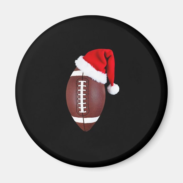 Christmas American Football Ball Santa Hat (1) Magnet (Front)