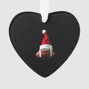 Christmas American Football Ball Santa Hat (1) Ornament