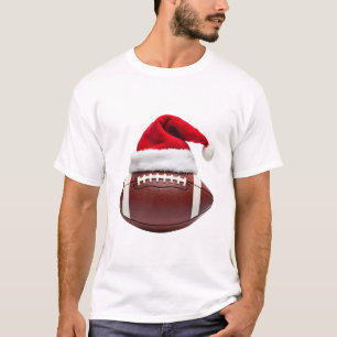 Christmas American Football Ball Santa Hat (1) T-Shirt
