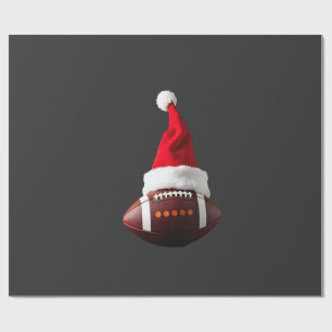 Christmas American Football Ball Santa Hat (1) Wrapping Paper
