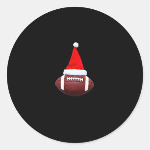 Christmas American Football Ball Santa Hat (2) Classic Round Sticker
