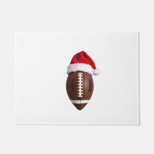 Christmas American Football Ball Santa Hat (2) Doormat