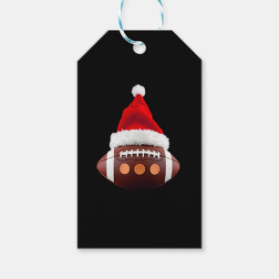 Christmas American Football Ball Santa Hat (2) Gift Tags