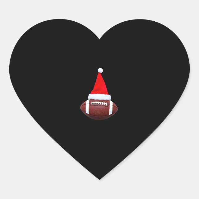 Christmas American Football Ball Santa Hat (2) Heart Sticker (Front)