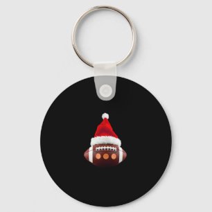 Christmas American Football Ball Santa Hat (2) Key Ring