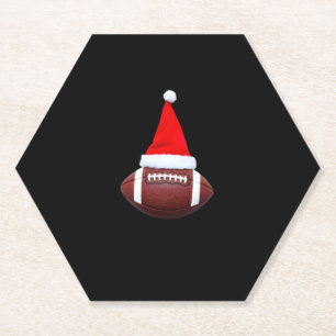 Christmas American Football Ball Santa Hat (2) Paper Coaster