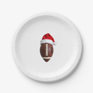 Christmas American Football Ball Santa Hat (2) Paper Plate