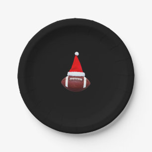 Christmas American Football Ball Santa Hat (2) Paper Plate