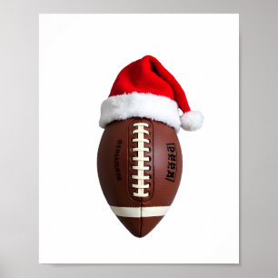 Christmas American Football Ball Santa Hat (2) Poster