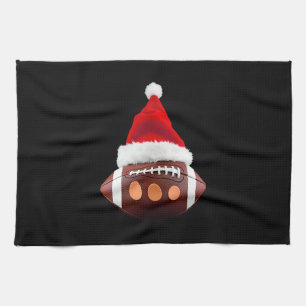 Christmas American Football Ball Santa Hat (2) Tea Towel