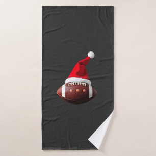 Christmas American Football Ball Santa Hat (3) Bath Towel