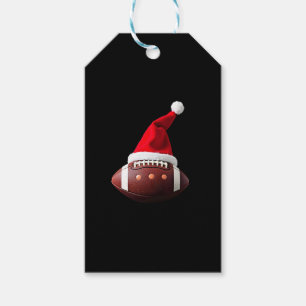 Christmas American Football Ball Santa Hat (3) Gift Tags