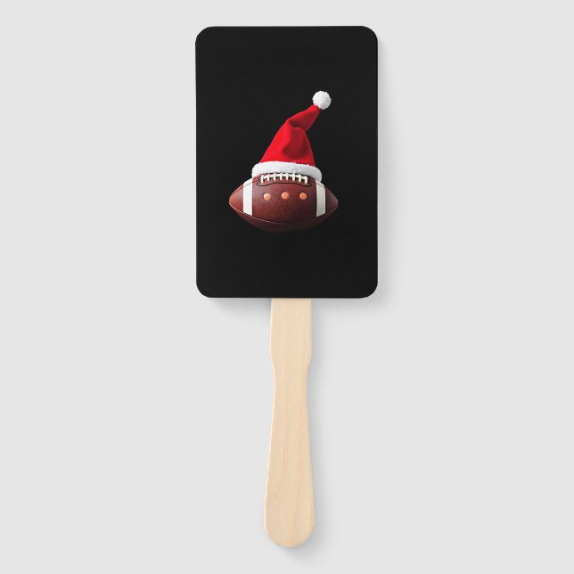 Christmas American Football Ball Santa Hat (3) Hand Fan (Front)