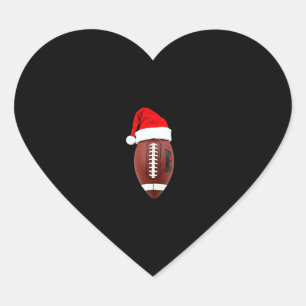 Christmas American Football Ball Santa Hat (3) Heart Sticker