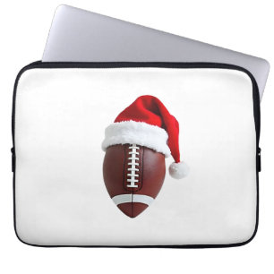 Christmas American Football Ball Santa Hat (3) Laptop Sleeve