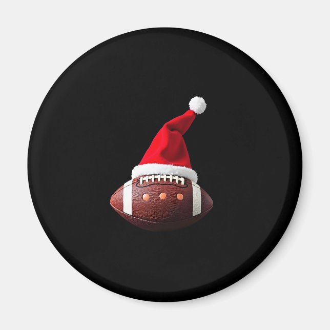 Christmas American Football Ball Santa Hat (3) Magnet (Front)