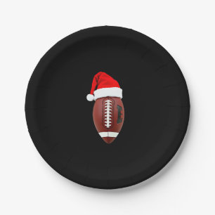 Christmas American Football Ball Santa Hat (3) Paper Plate