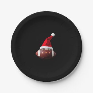 Christmas American Football Ball Santa Hat (3) Paper Plate