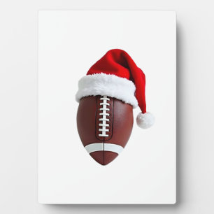 Christmas American Football Ball Santa Hat (3) Plaque