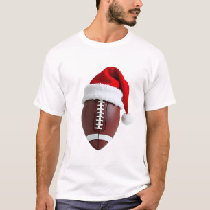 Christmas American Football Ball Santa Hat (3) T-Shirt