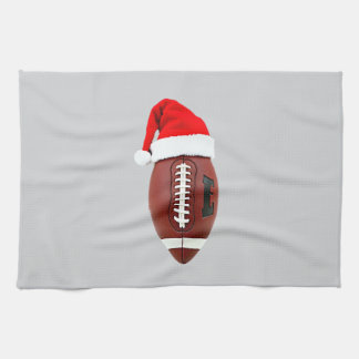 Christmas American Football Ball Santa Hat (3) Tea Towel