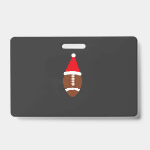 Christmas American Football Ball Santa Hat (4) ID Badge