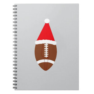Christmas American Football Ball Santa Hat (4) Notebook