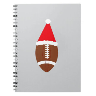 Christmas American Football Ball Santa Hat (4) Notebook
