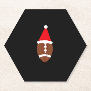 Christmas American Football Ball Santa Hat (4) Paper Coaster
