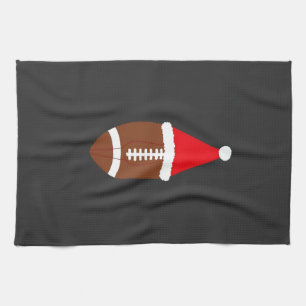 Christmas American Football Ball Santa Hat (4) Tea Towel