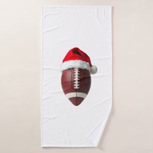 Christmas American Football Ball Santa Hat Bath Towel