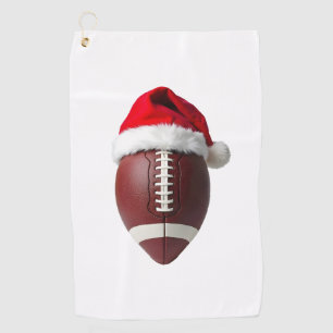 Christmas American Football Ball Santa Hat Golf Towel