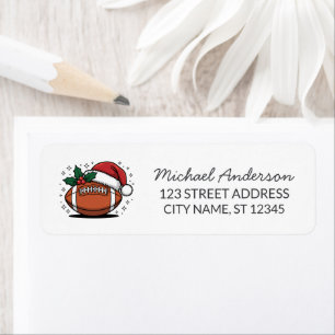Christmas American Football Santa Return Address   Label