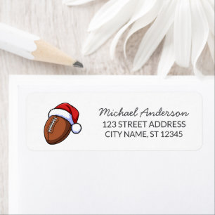 Christmas American Football Santa Return Address   Label