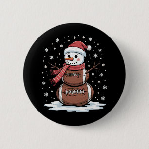 Christmas American Football Snowman Xmas Sport 6 Cm Round Badge