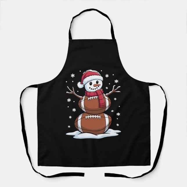 Christmas American Football Snowman Xmas Sport  Apron (Front)