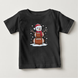 Christmas American Football Snowman Xmas Sport Baby T-Shirt