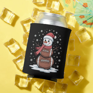 Christmas American Football Snowman Xmas Sport Can Cooler