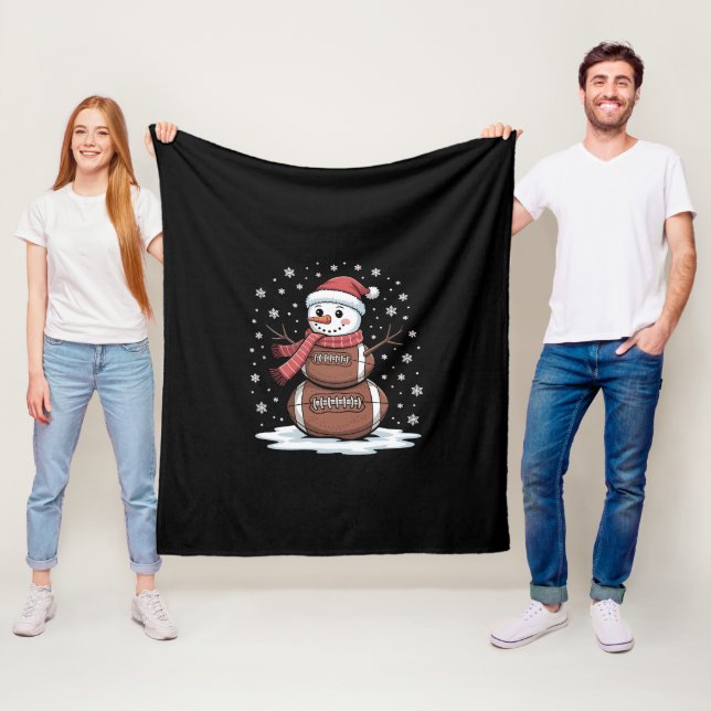 Christmas American Football Snowman Xmas Sport Fleece Blanket (In Situ)