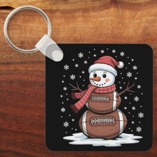 Christmas American Football Snowman Xmas Sport Key Ring