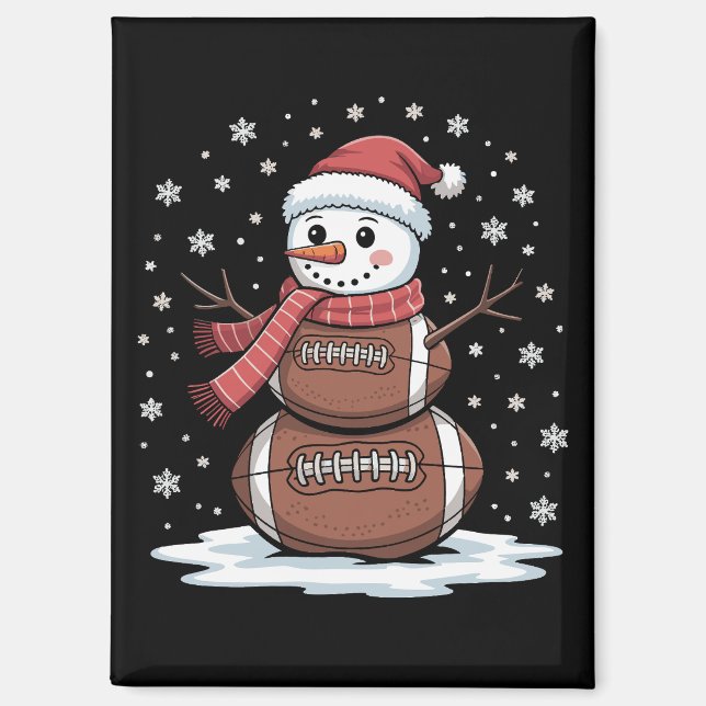 Christmas American Football Snowman Xmas Sport Magnet (Front)