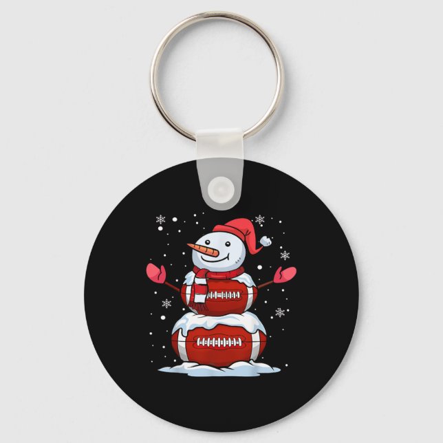 Christmas American Football Snowman Xmas Sport Men Key Ring (Front)