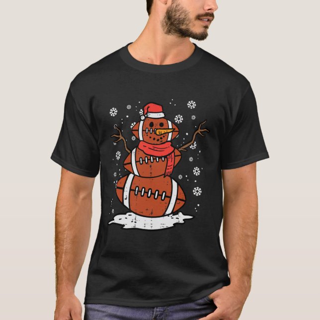 Christmas American Football Snowman Xmas Sport Men T-Shirt (Front)