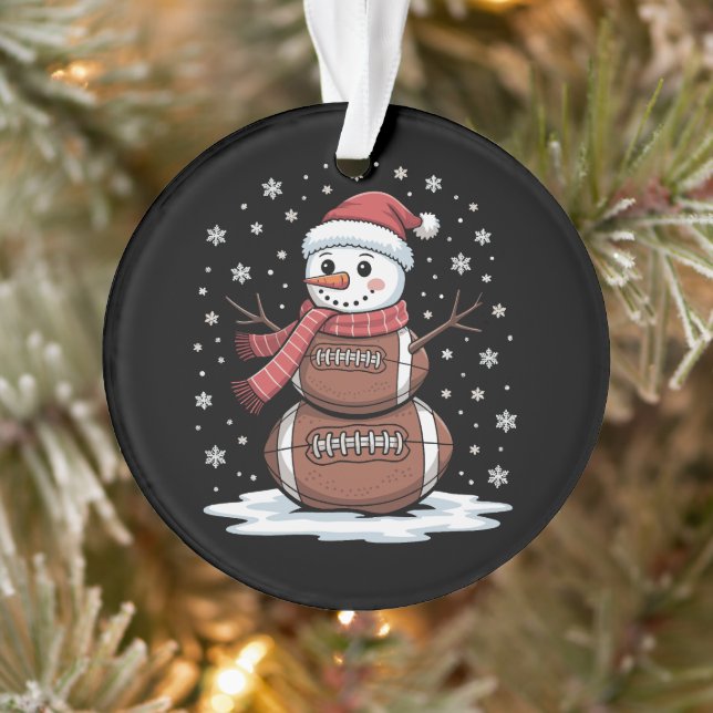 Christmas American Football Snowman Xmas Sport Ornament (Tree)