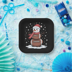 Christmas American Football Snowman Xmas Sport Paper Plate