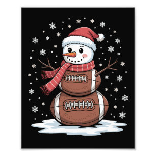 Christmas American Football Snowman Xmas Sport Photo Print