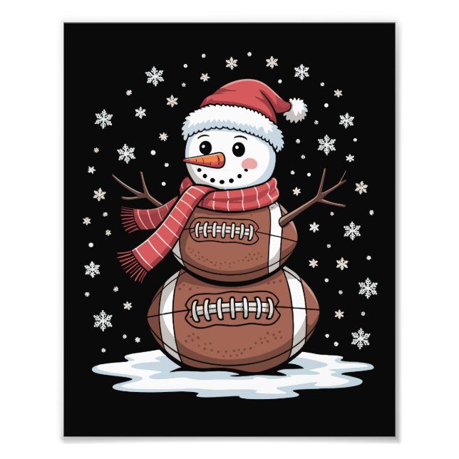 Christmas American Football Snowman Xmas Sport Photo Print (Front)