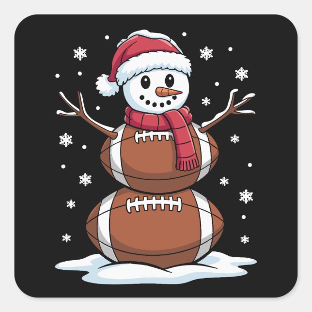 Christmas American Football Snowman Xmas Sport  Square Sticker (Front)