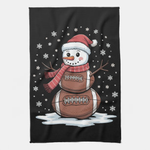 Christmas American Football Snowman Xmas Sport Tea Towel